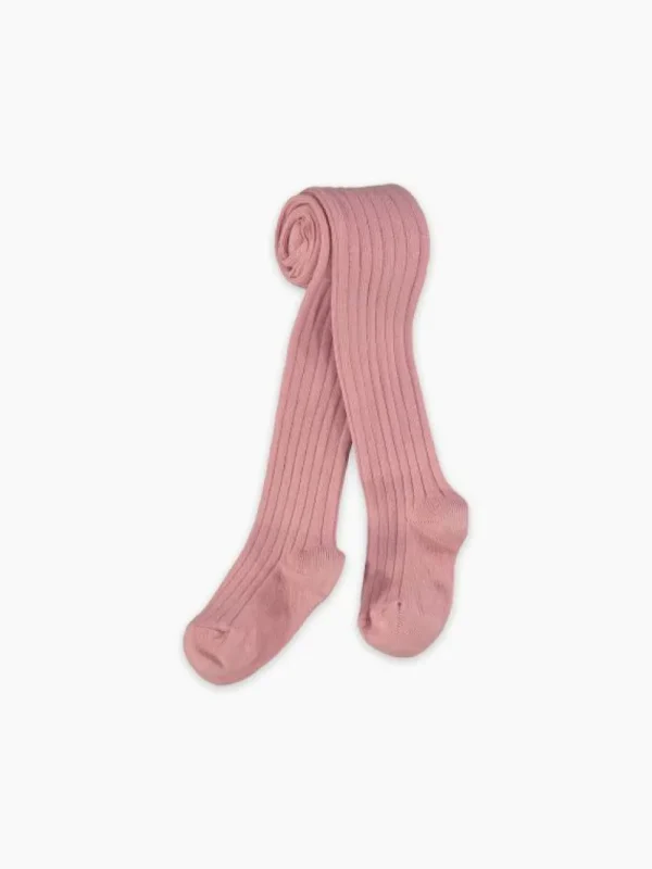 La Coqueta View All | Socks & Tights^Dusty Pink Ribbed Girl Tights