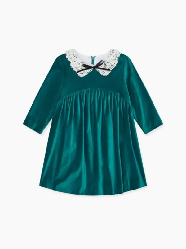 La Coqueta Dresses^Emerald Antonella Velvet Girl Dress