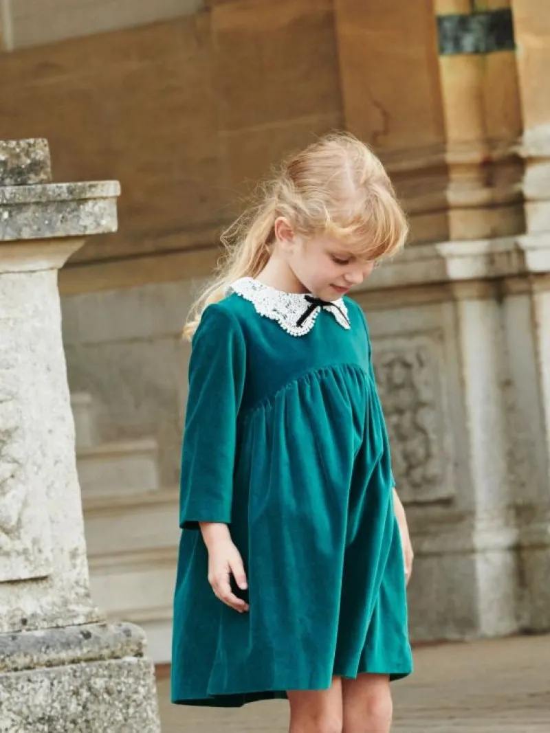 La Coqueta Dresses^Emerald Antonella Velvet Girl Dress