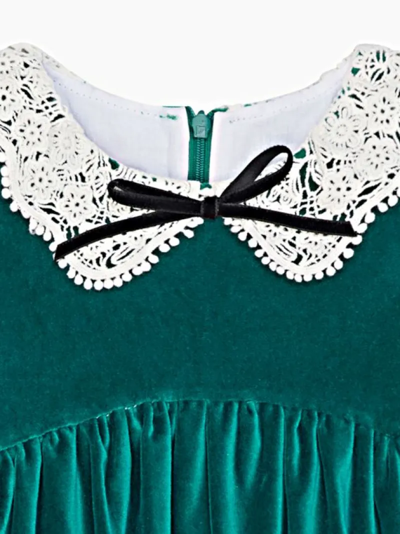 La Coqueta Dresses^Emerald Antonella Velvet Girl Dress