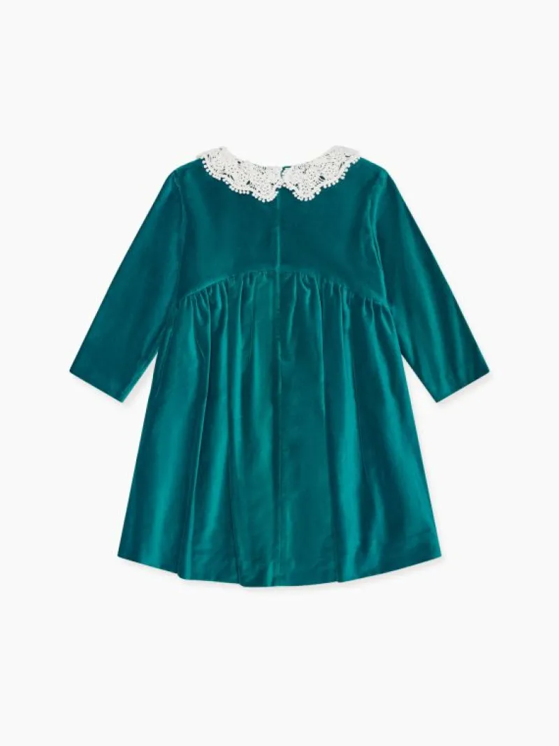 La Coqueta Dresses^Emerald Antonella Velvet Girl Dress