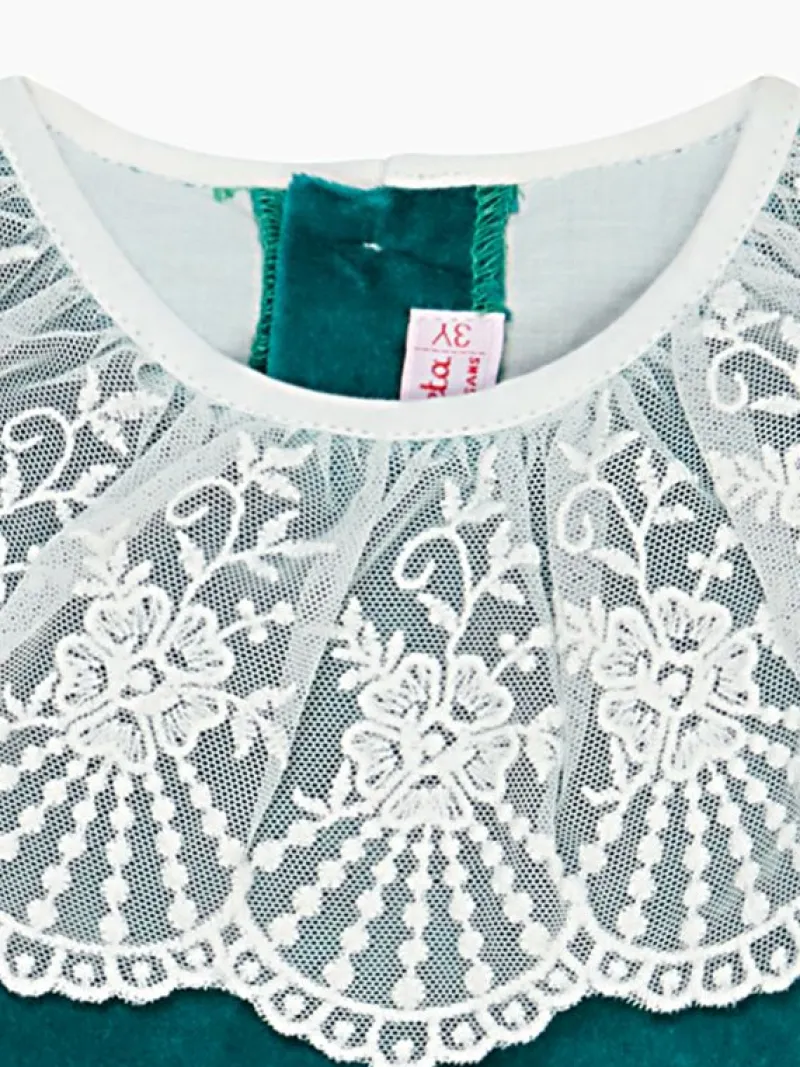 La Coqueta View All | Playsuits, Rompers & Overalls^Emerald Lucia Velvet Baby Girl Romper