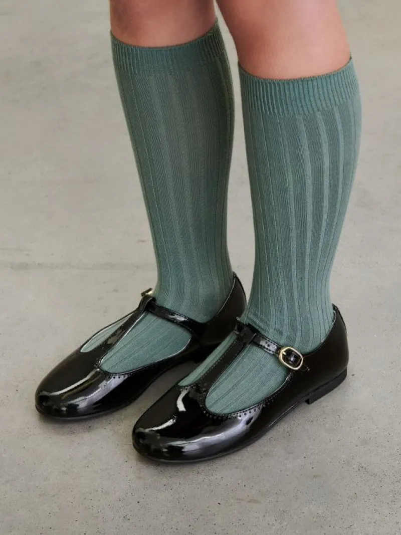 La Coqueta View All | Socks & Tights^Fern Ribbed Knee High Kids Socks