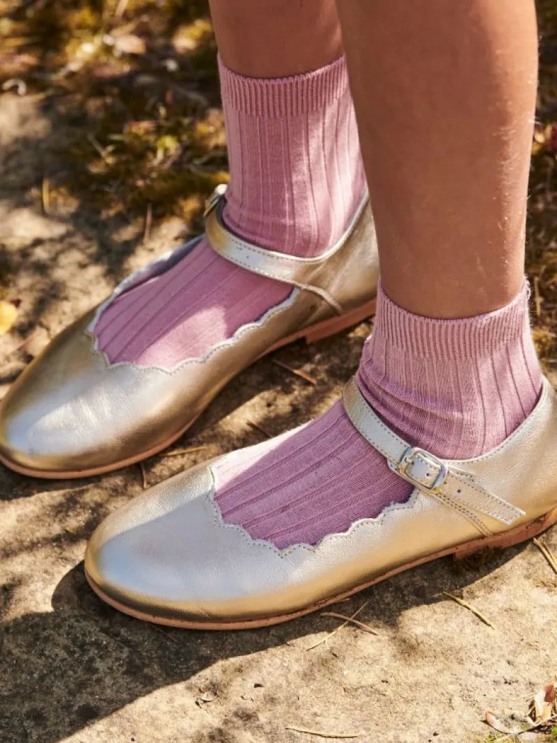 La Coqueta Girls Mary Jane Shoes | Girls Shoes/Girls Mary Jane Shoes^Gold Leather Girl Scallop Mary Jane Shoes