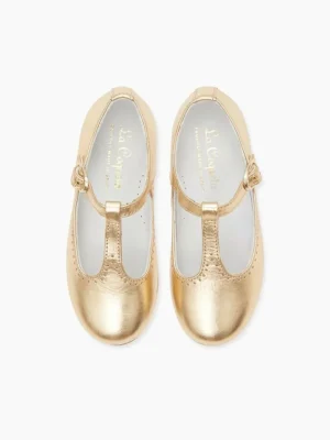 La Coqueta First Walker Shoes | Baby & Toddler Shoes/First Walker Shoes^Gold Leather Girl T-Bar Shoes