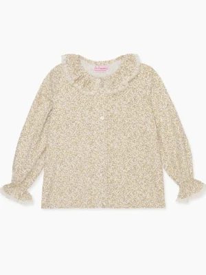 La Coqueta View All | Shirts & Tops^Green Floral Gianna Long Sleeve Baby Girl Shirt