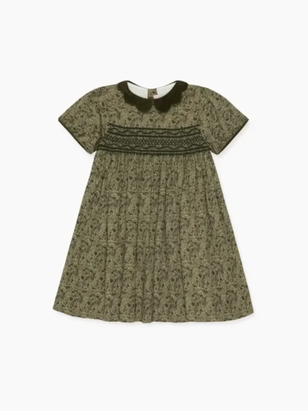 La Coqueta Dresses^Green Floral Victoria Girl Hand-Smocked Dress