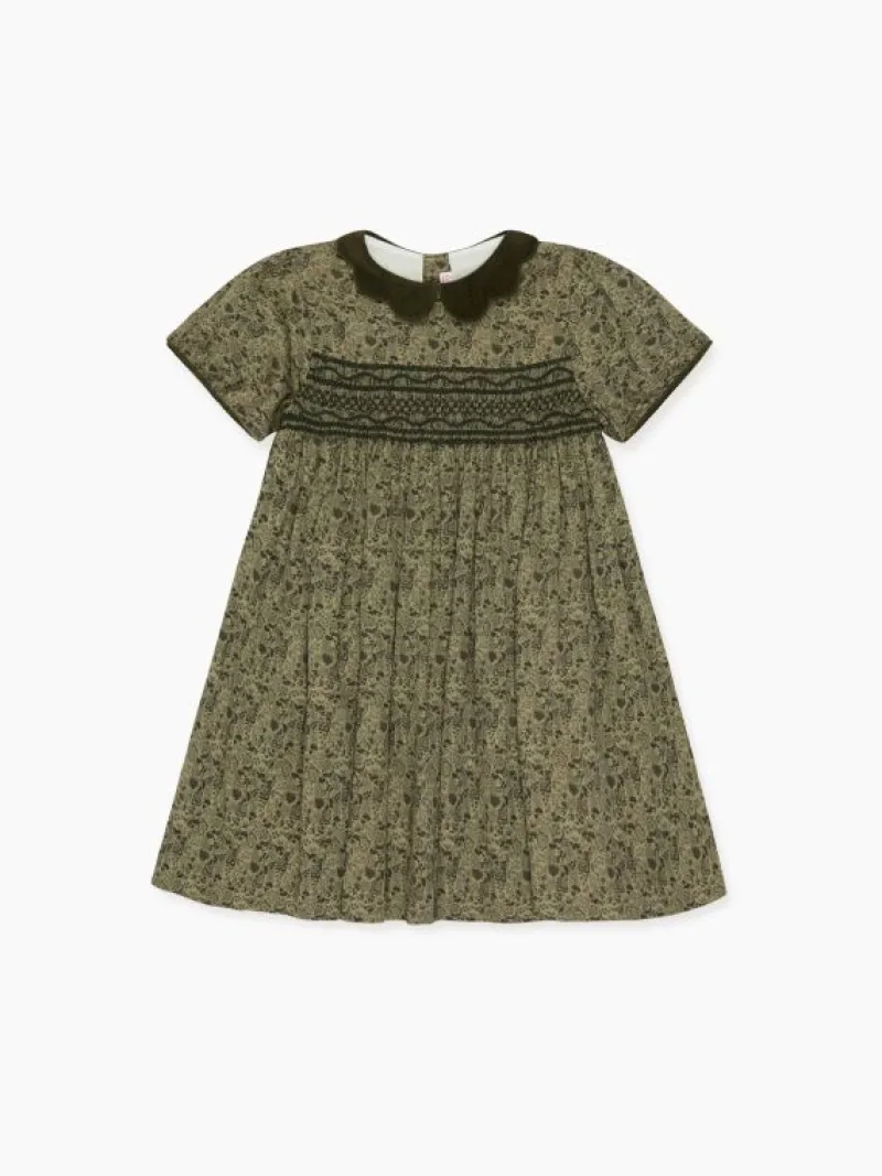La Coqueta Dresses^Green Floral Victoria Girl Hand-Smocked Dress