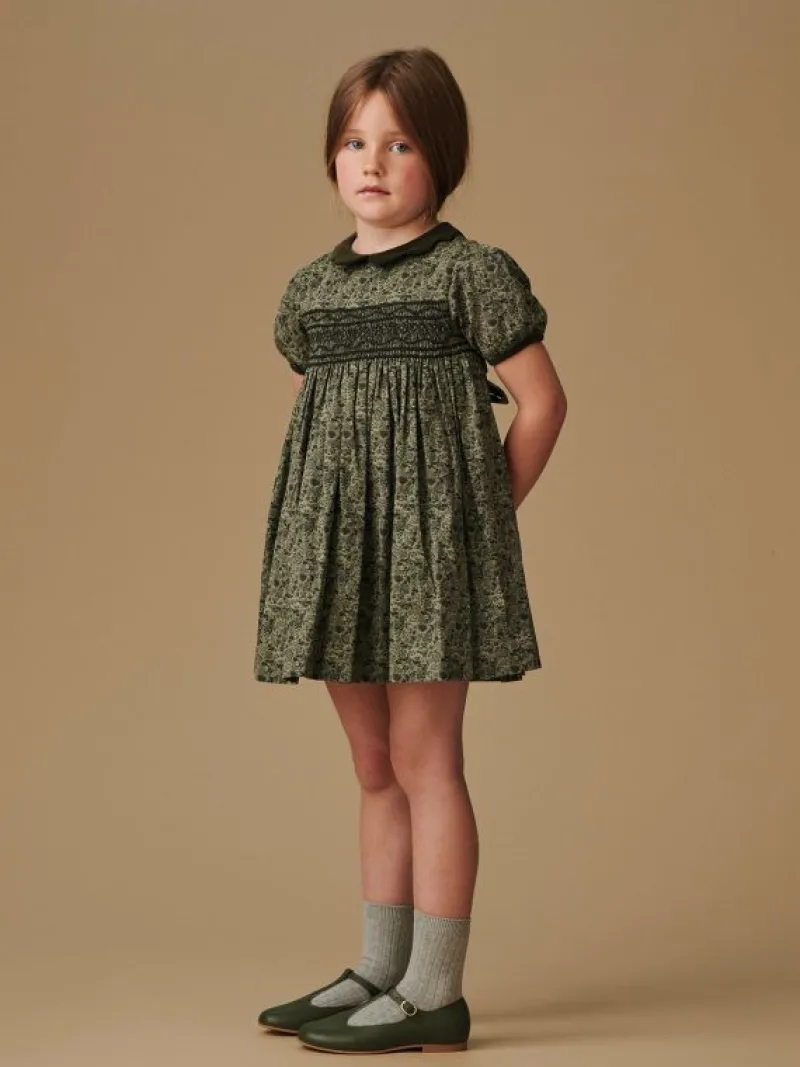 La Coqueta Dresses^Green Floral Victoria Girl Hand-Smocked Dress