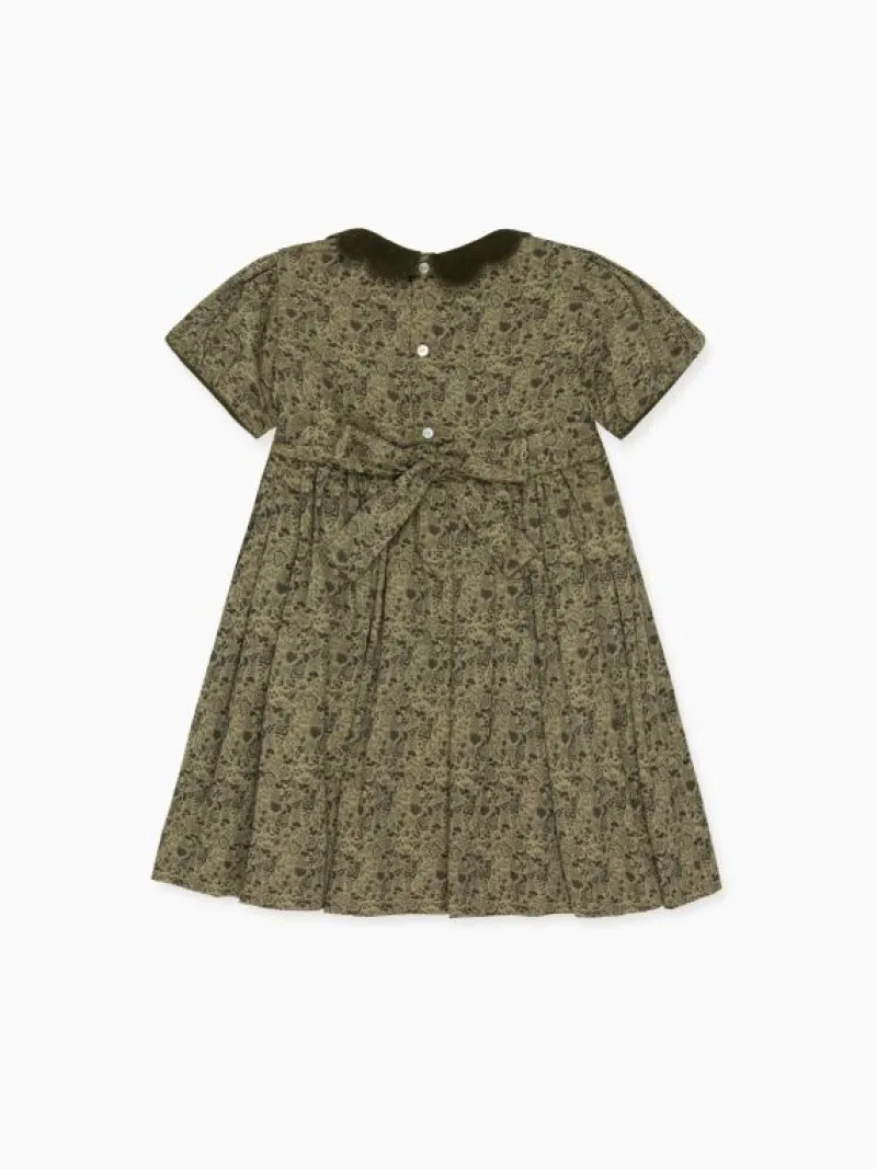 La Coqueta Dresses^Green Floral Victoria Girl Hand-Smocked Dress