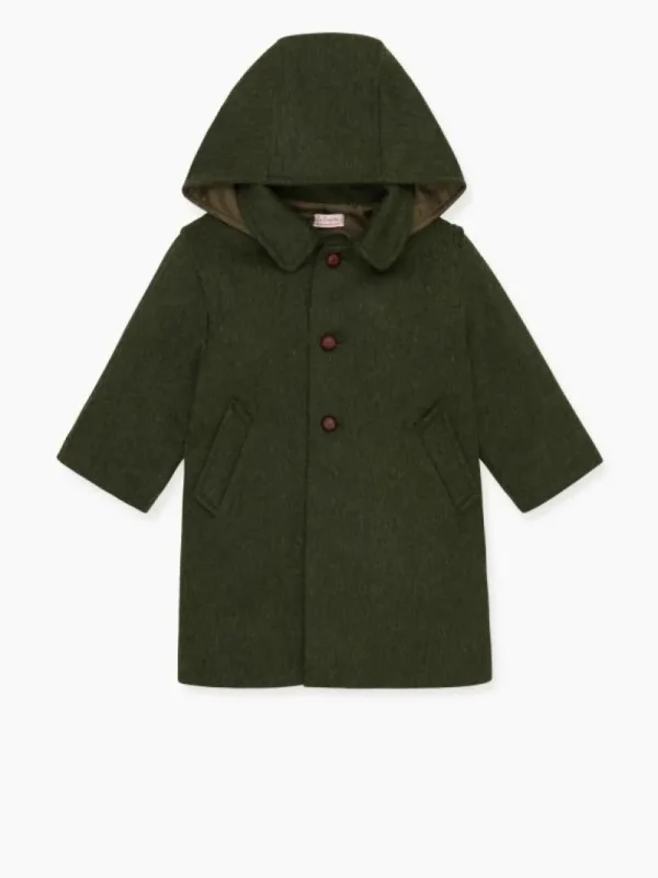 La Coqueta Coats & Jackets | Coats & Jackets^Green Loden Wool Kids Coat