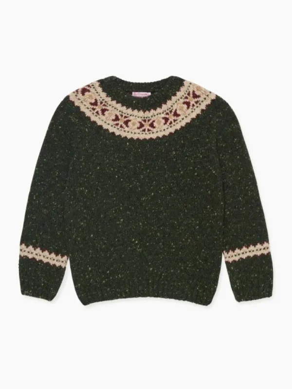 La Coqueta Jumpers & Cardigans | Jumpers & Cardigans^Green Merino Fair Isle Kids Sweater