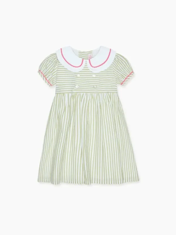 La Coqueta Dresses^Green Stripe Lana Girl Dress