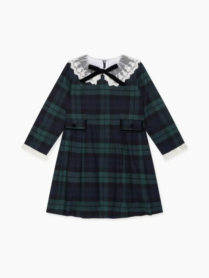 La Coqueta Dresses^Green Tartan Diana Girl Dress