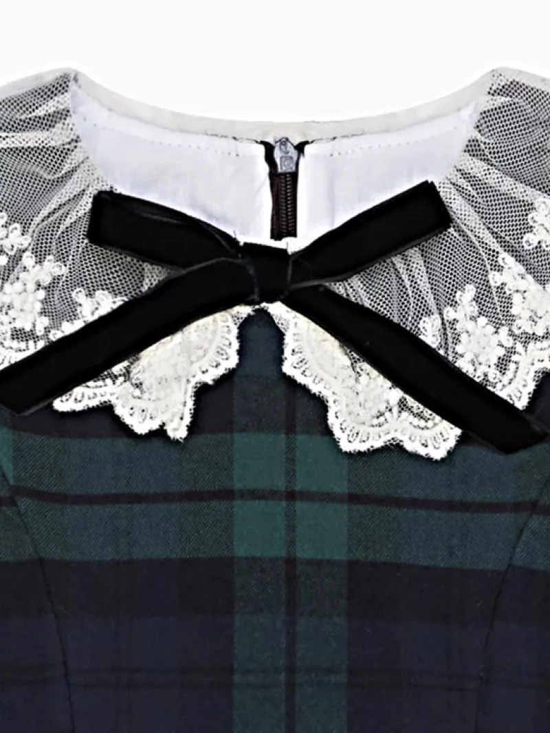 La Coqueta Dresses^Green Tartan Diana Girl Dress