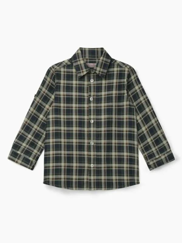 La Coqueta Shirts & Tops^Green Tartan Nico Boy Shirt