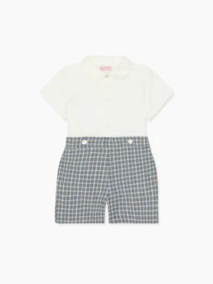 La Coqueta View All | Dresses & Sets^Grey Check Espiga Baby Boy Set