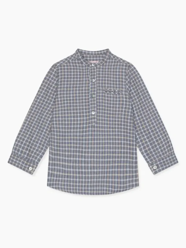 La Coqueta Shirts & Tops^Grey Check Mateo Long Sleeve Boy Shirt