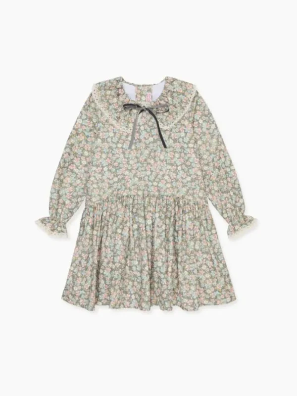 La Coqueta Dresses^Grey Floral Lorena Girl Drop Waist Dress