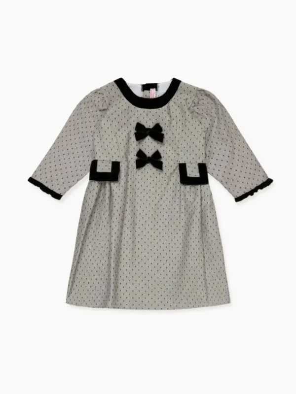 La Coqueta Dresses^Grey Polka Dot Penelope Girl Dress