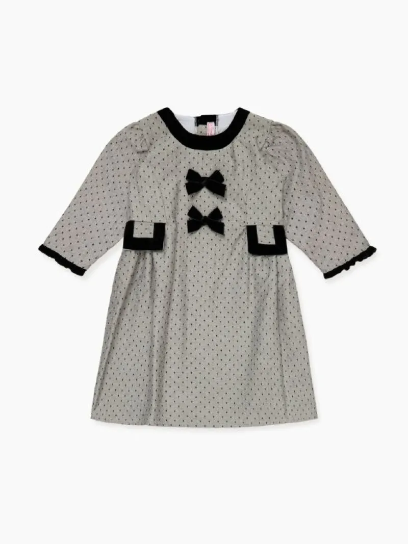La Coqueta Dresses^Grey Polka Dot Penelope Girl Dress