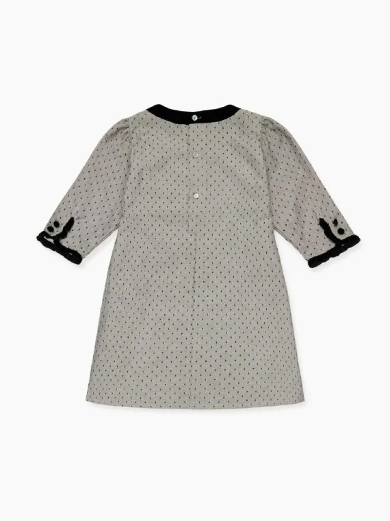 La Coqueta Dresses^Grey Polka Dot Penelope Girl Dress