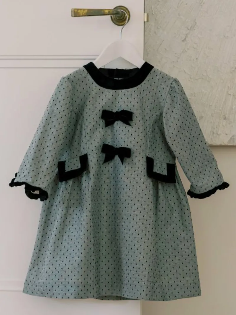 La Coqueta Dresses^Grey Polka Dot Penelope Girl Dress
