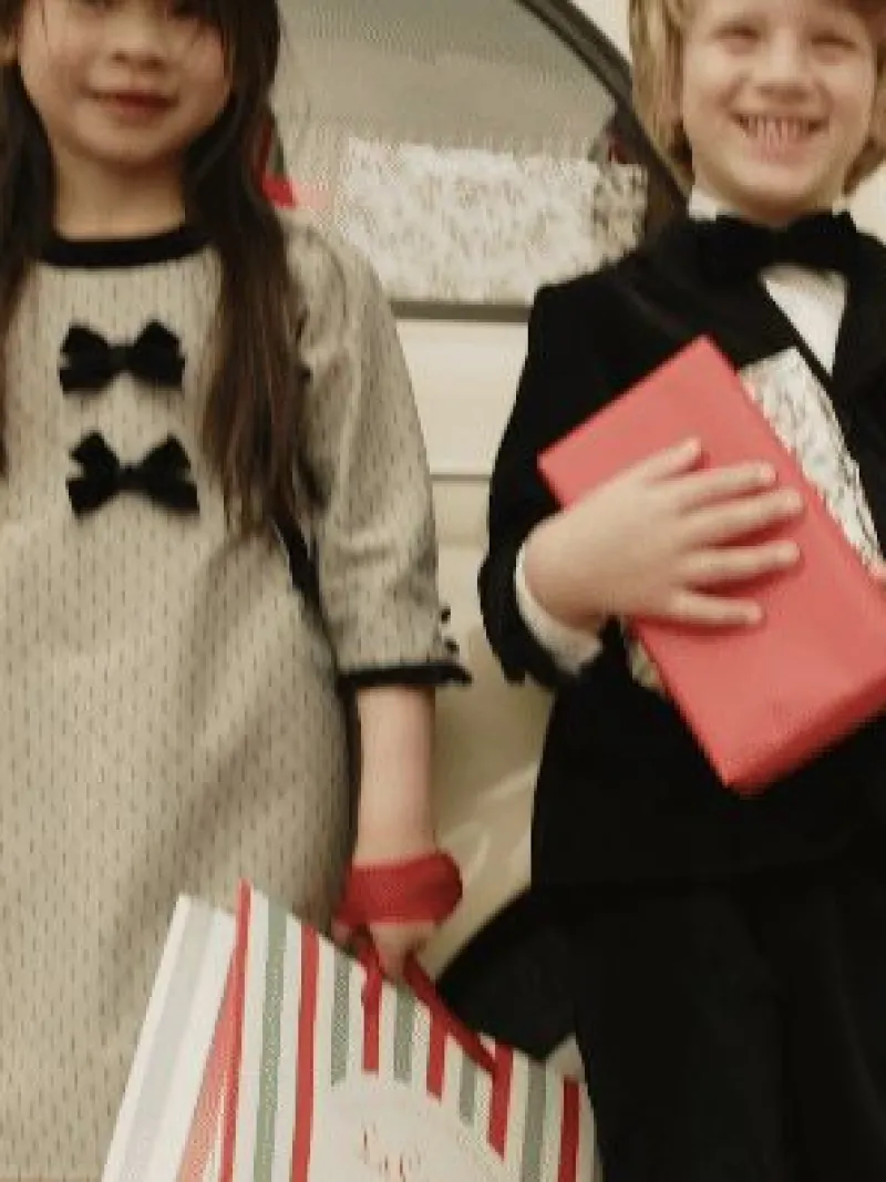 La Coqueta Dresses^Grey Polka Dot Penelope Girl Dress