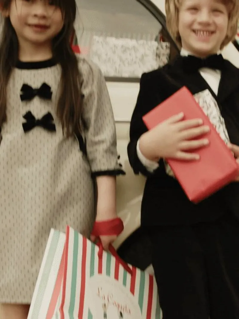 La Coqueta Dresses^Grey Polka Dot Penelope Girl Dress