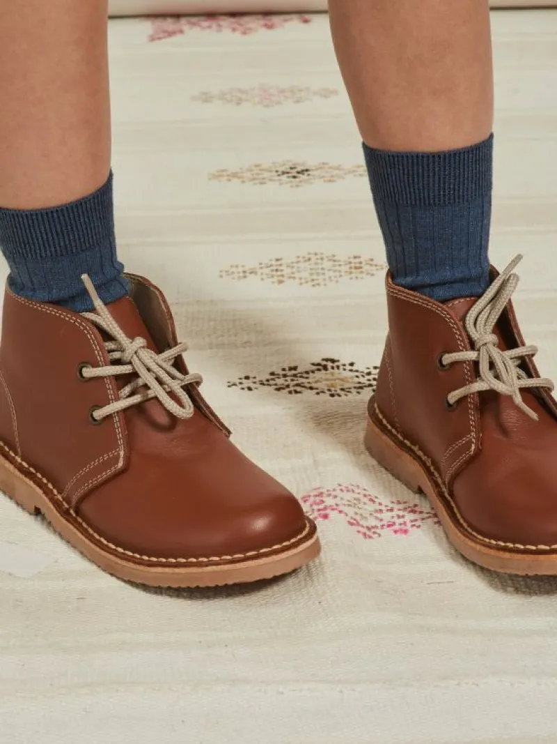 La Coqueta View All | Socks & Tights^Indigo Ribbed Short Kids Socks
