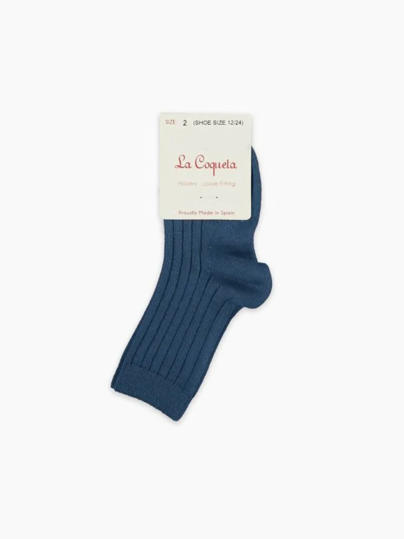 La Coqueta View All | Socks & Tights^Indigo Ribbed Short Kids Socks