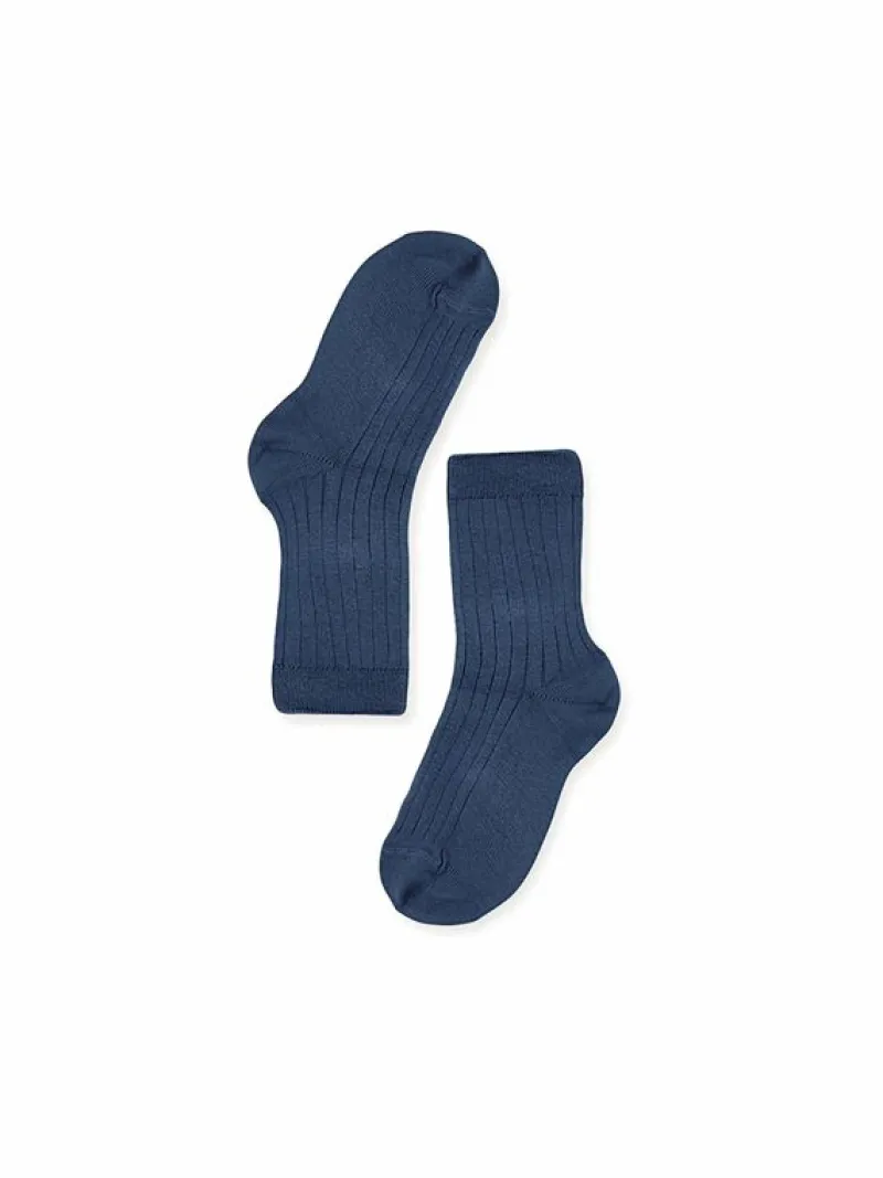 La Coqueta View All | Socks & Tights^Indigo Ribbed Short Kids Socks