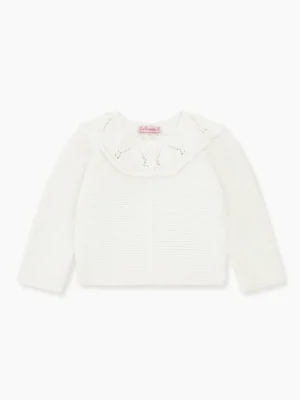 La Coqueta View All | Baby Girl^Ivory Baena Cotton Baby Girl Cardigan