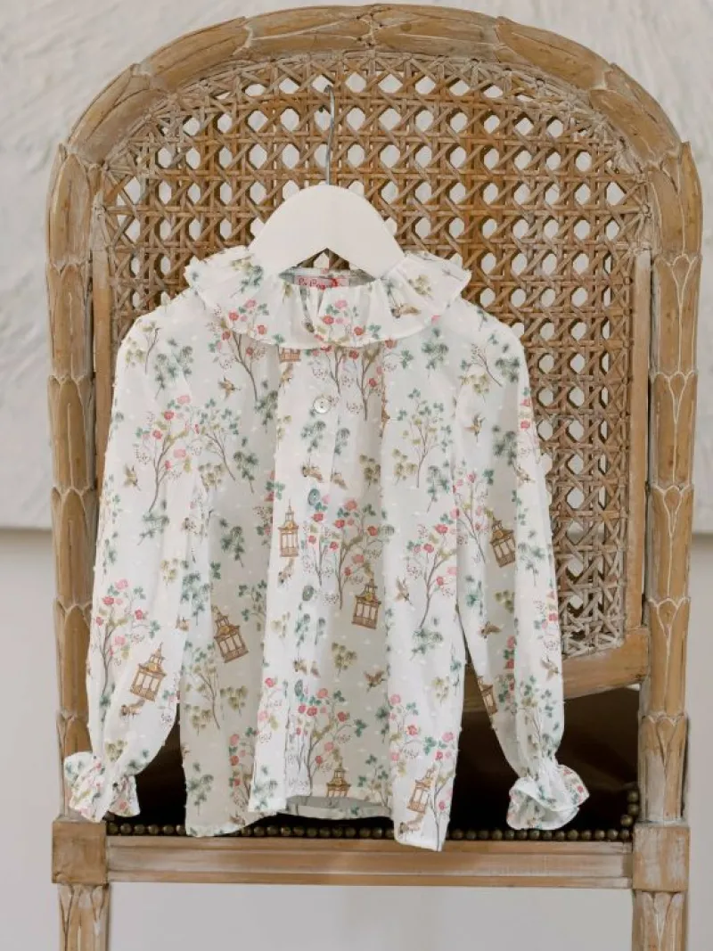 La Coqueta View All | Shirts & Tops^Ivory Blossom Lorna Long Sleeve Baby Girl Shirt