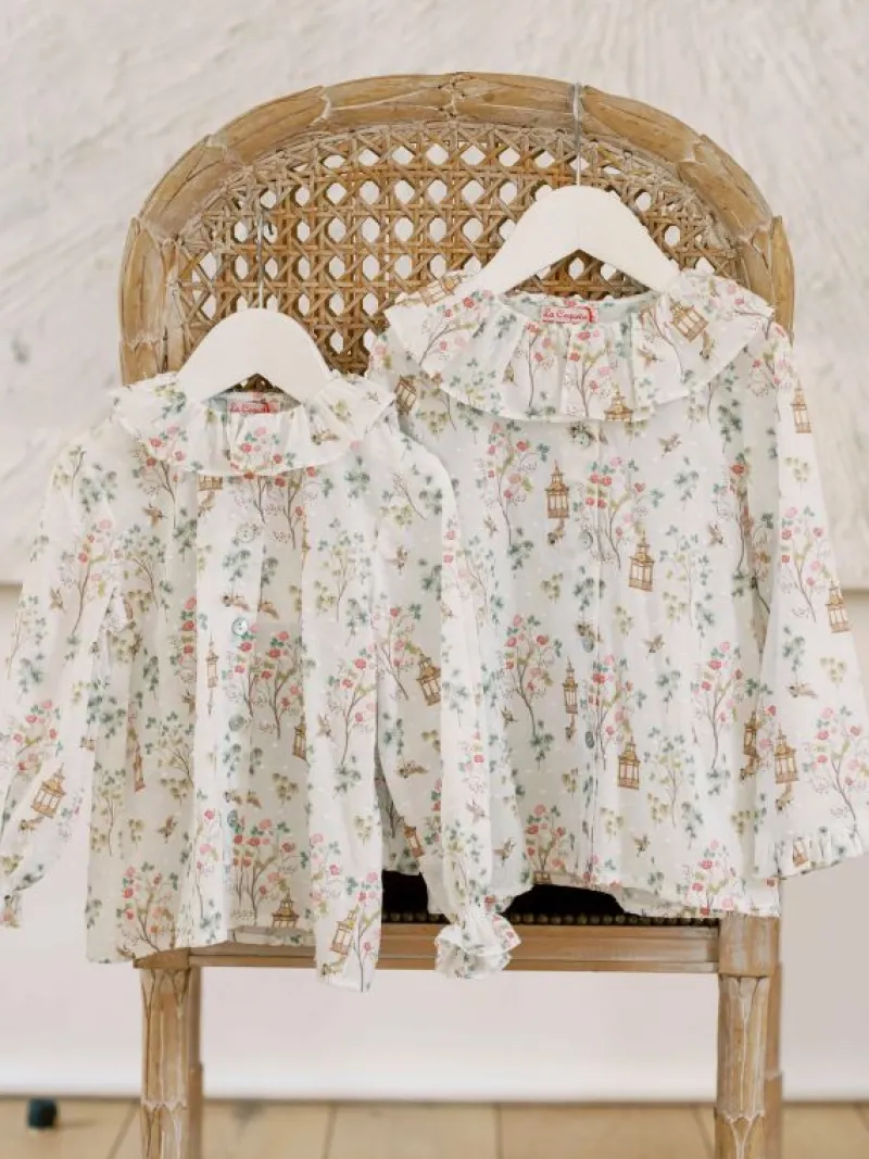 La Coqueta View All | Shirts & Tops^Ivory Blossom Lorna Long Sleeve Baby Girl Shirt