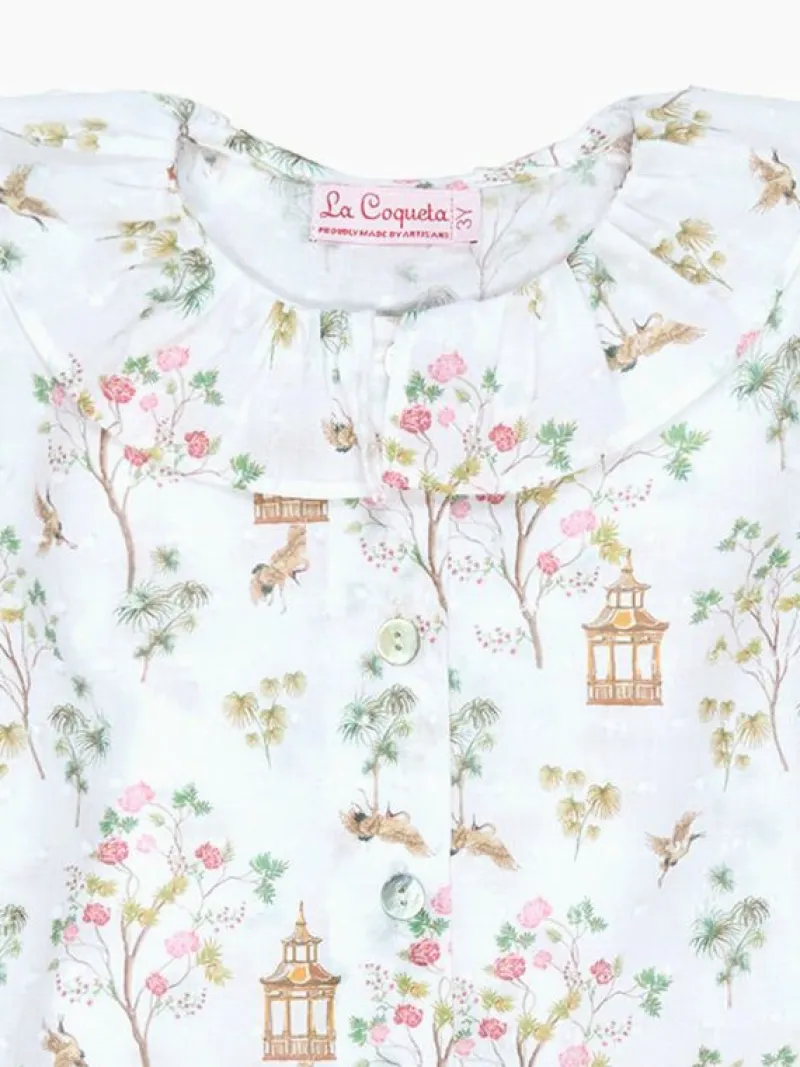 La Coqueta View All | Shirts & Tops^Ivory Blossom Lorna Long Sleeve Baby Girl Shirt