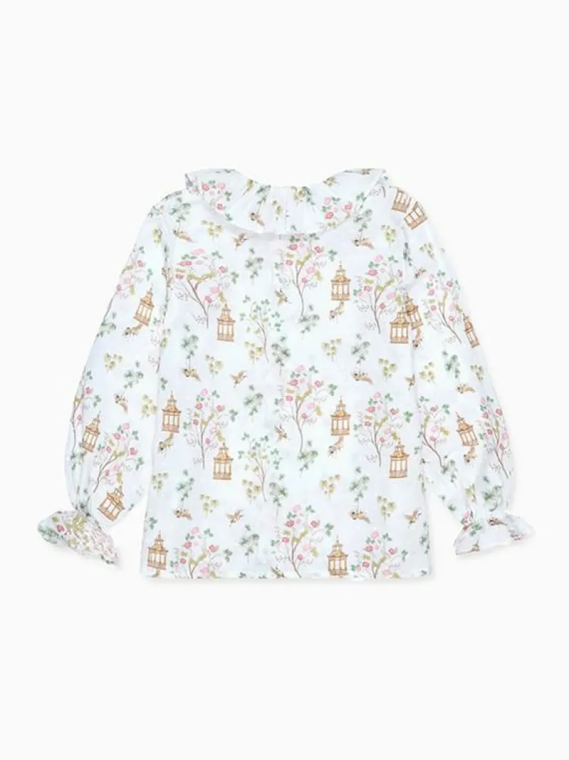La Coqueta View All | Shirts & Tops^Ivory Blossom Lorna Long Sleeve Baby Girl Shirt