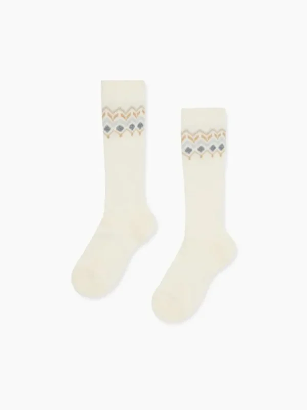 La Coqueta View All | Socks & Tights^Ivory Fair Isle Kids Knee High Socks