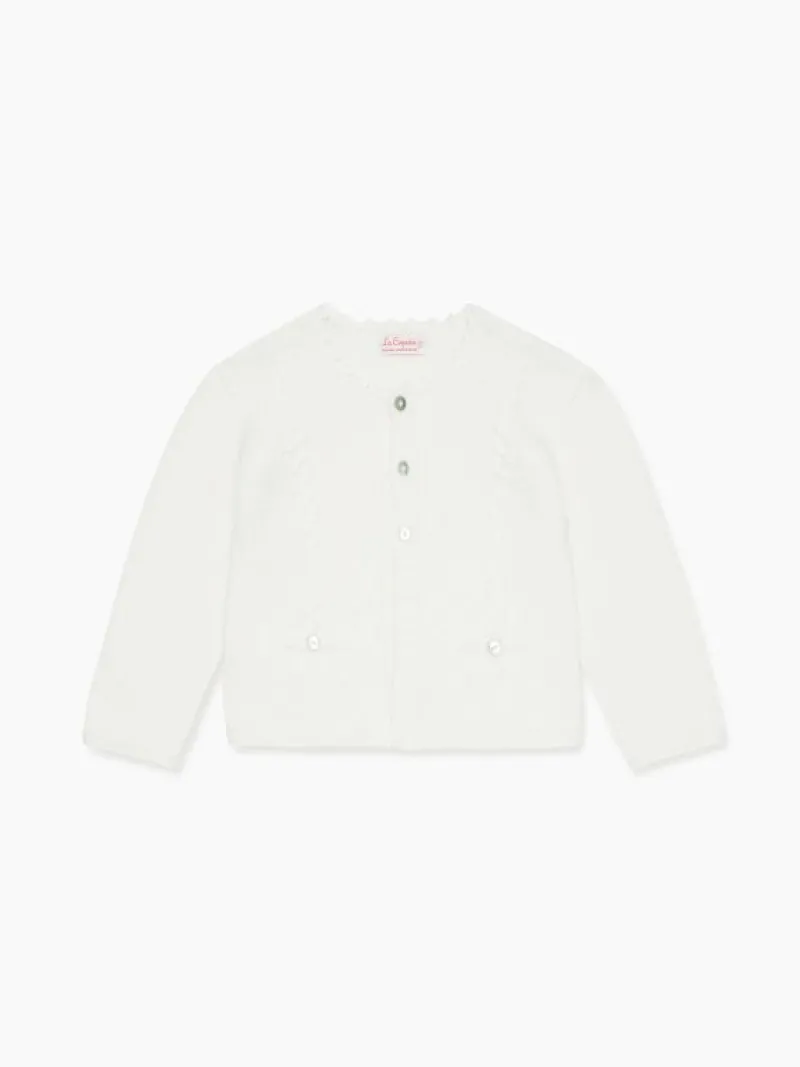 La Coqueta View All | Knitted Clothes & Accessories^Ivory Feria Merino Baby Cardigan