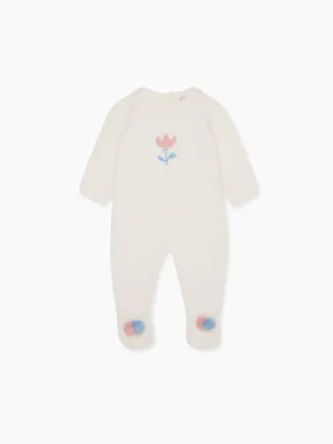 La Coqueta View All | Playsuits, Rompers & Overalls^Ivory Flor Merino Baby Girl Knitted Jumpsuit