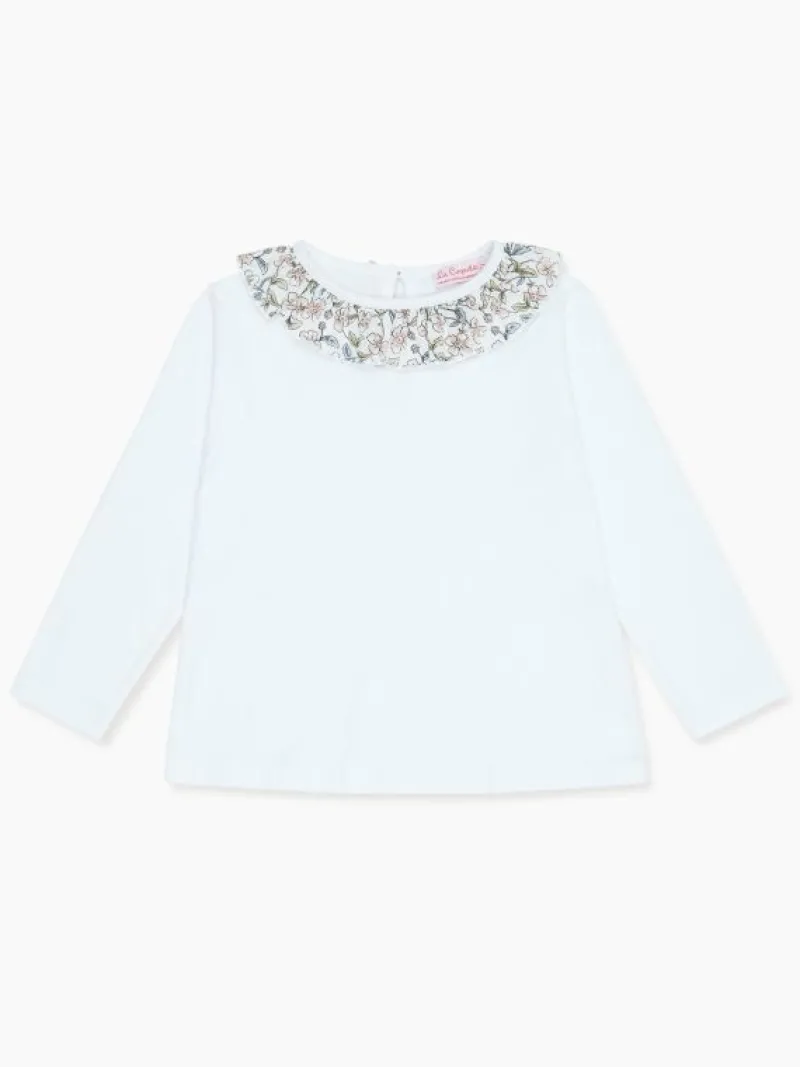 La Coqueta View All | Shirts & Tops^Ivory Floral Calda Long Sleeve Baby Girl Top