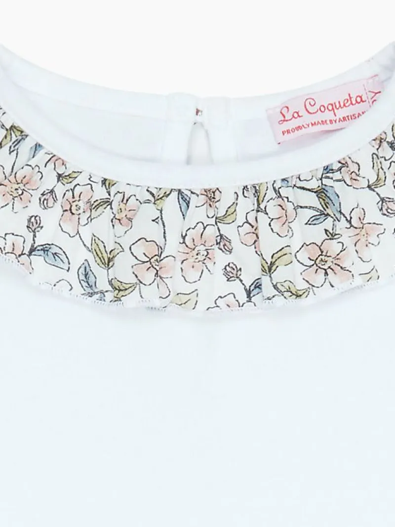 La Coqueta View All | Shirts & Tops^Ivory Floral Calda Long Sleeve Baby Girl Top