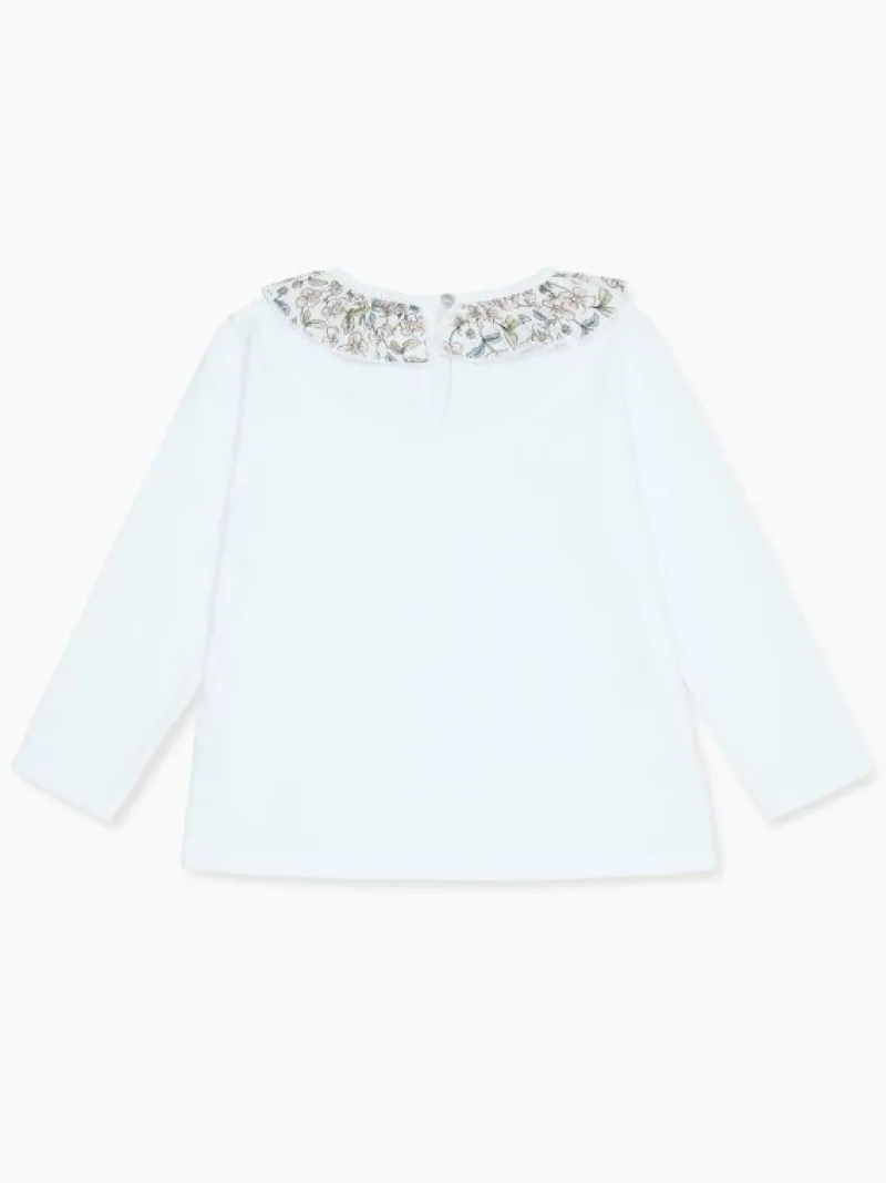 La Coqueta View All | Shirts & Tops^Ivory Floral Calda Long Sleeve Baby Girl Top