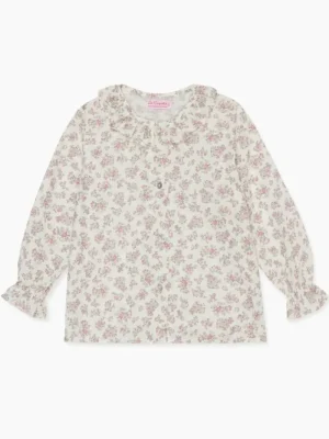 La Coqueta View All | Shirts & Tops^Ivory Floral Ella Long Sleeve Baby Girl Shirt
