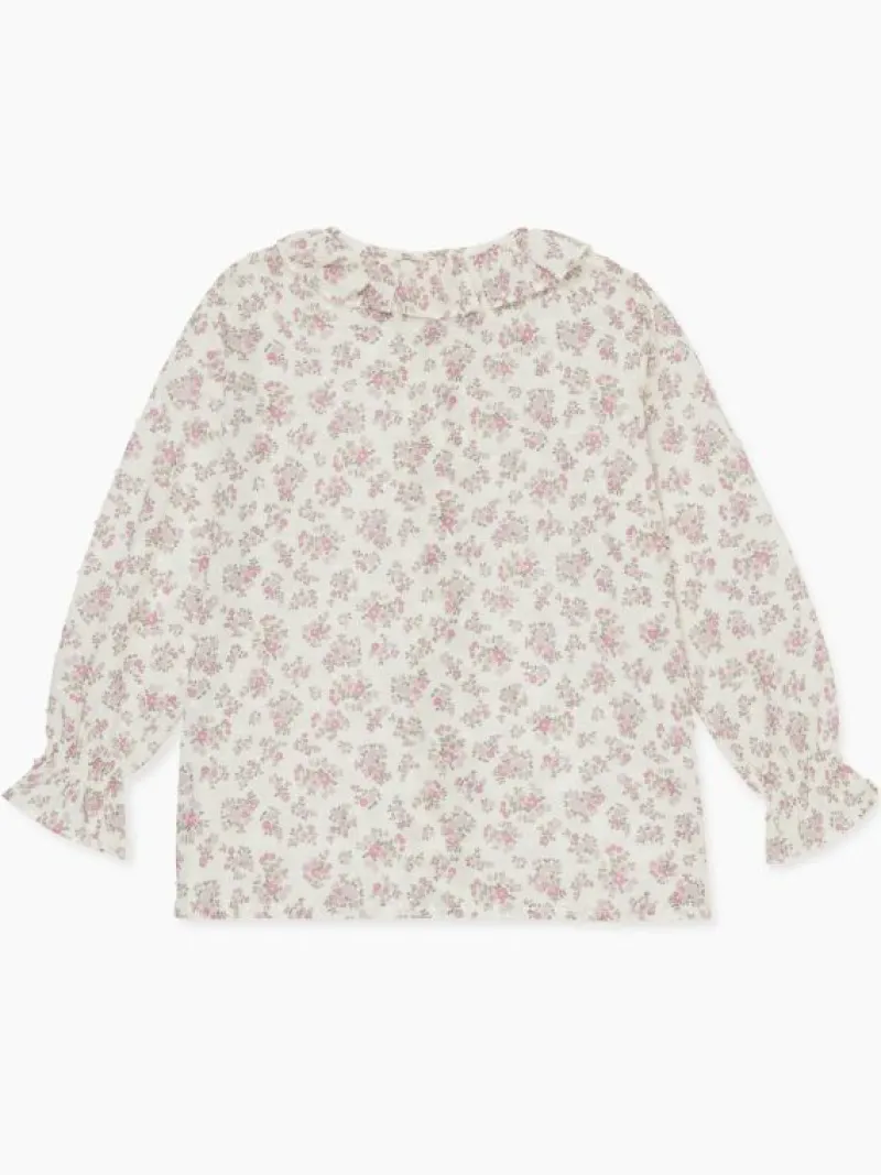 La Coqueta View All | Shirts & Tops^Ivory Floral Ella Long Sleeve Baby Girl Shirt