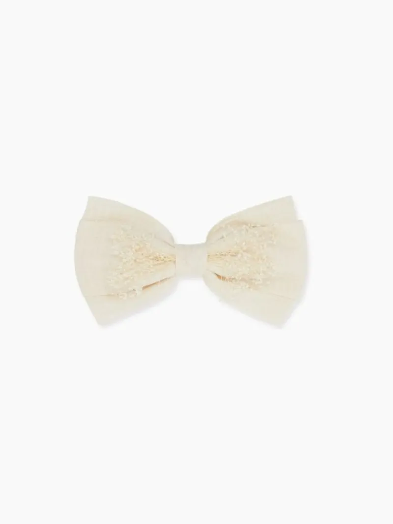 La Coqueta View All | Hair Accessories^Ivory Large Floral Bow Girl Clip