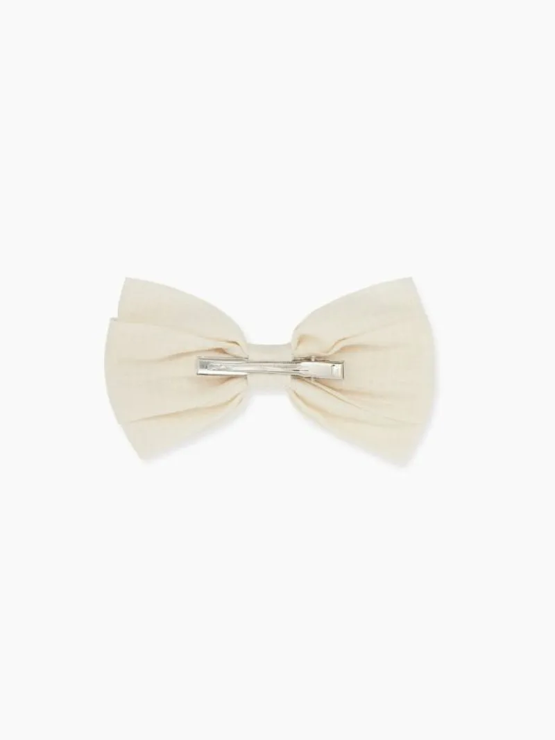 La Coqueta View All | Hair Accessories^Ivory Large Floral Bow Girl Clip