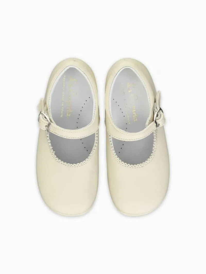 La Coqueta First Walker Shoes | Baby & Toddler Shoes/First Walker Shoes^Ivory Leather Toddler Mary Jane Shoes