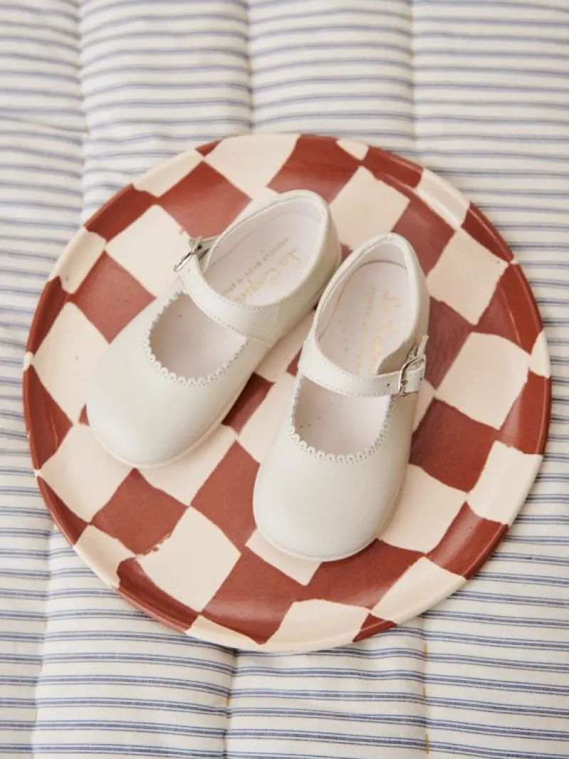 La Coqueta First Walker Shoes | Baby & Toddler Shoes/First Walker Shoes^Ivory Leather Toddler Mary Jane Shoes