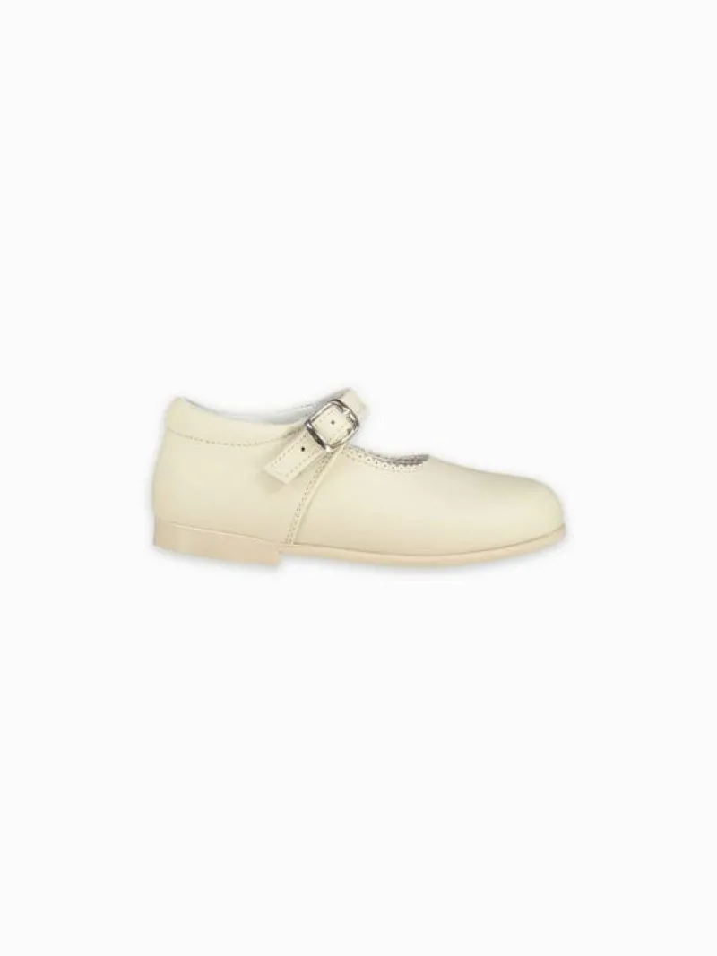 La Coqueta First Walker Shoes | Baby & Toddler Shoes/First Walker Shoes^Ivory Leather Toddler Mary Jane Shoes